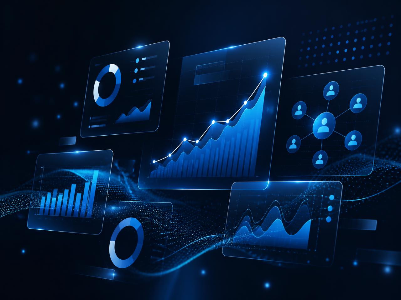 Abstract digital dashboards representing measurement of digital performance